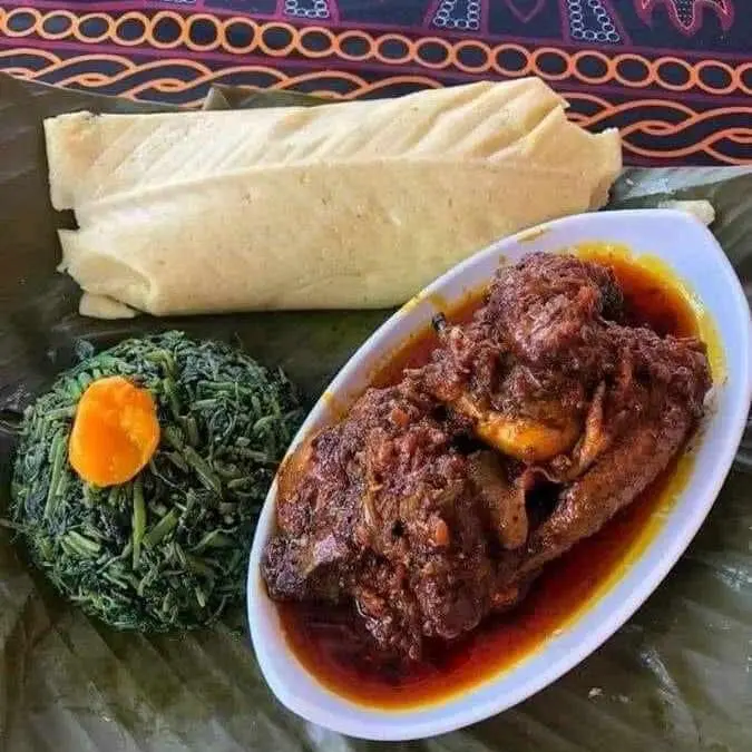 Fufu Corn, vegetable and ka'te ka'te
